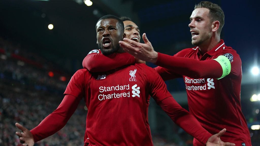 Georginio Wijnaldum teki Liverpoolille kaksi maalia.