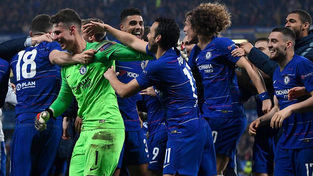 Chelsea eteni Eurooppa-liigan finaaliin päihitettyään Eintracht Frankfurtin rangaistuspotkukilpailussa.