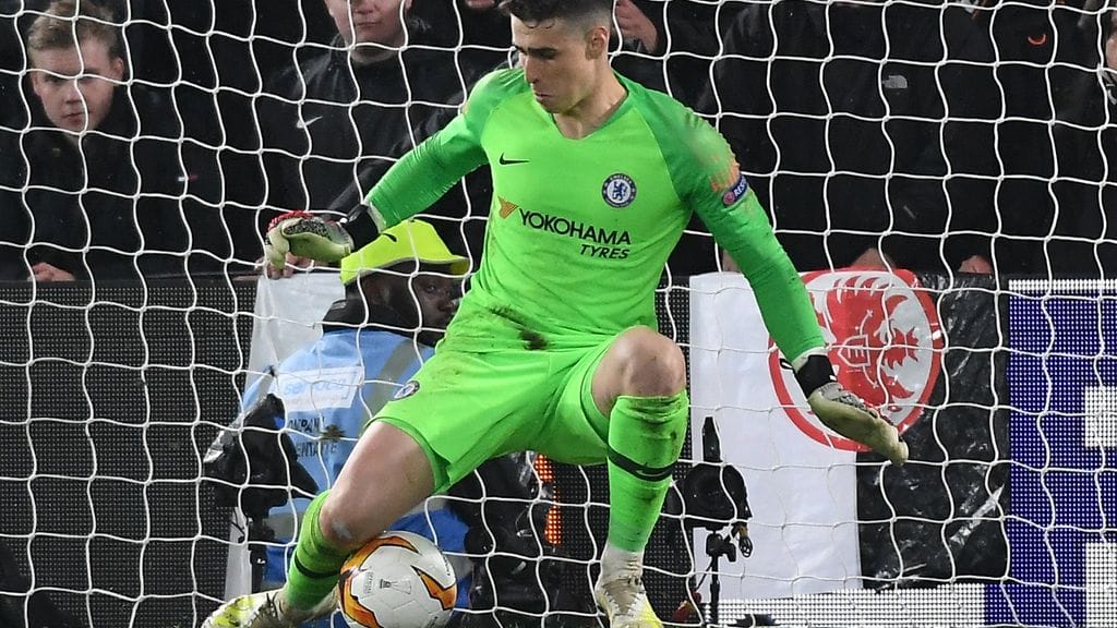 Kepa Arrizabalaga torjui erikoisella tyylillä rangaistuspotkukilpailun neljännen kierroksen vedon.