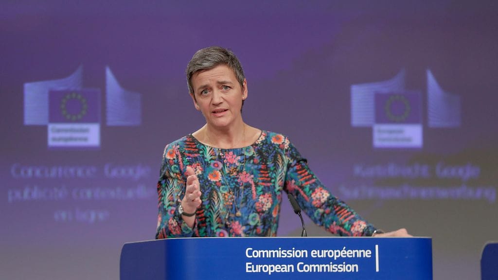EU:n kilpailukomissaari Margrethe Vestager.