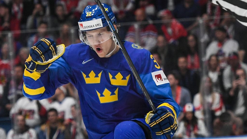 Ruotsin Oskar Lindblom Tshekki-ottelussa.