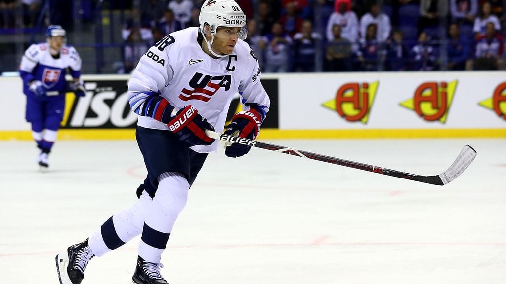 Patrick Kane on tehnyt viidessä MM-ottelussa tehot 2+7=9.