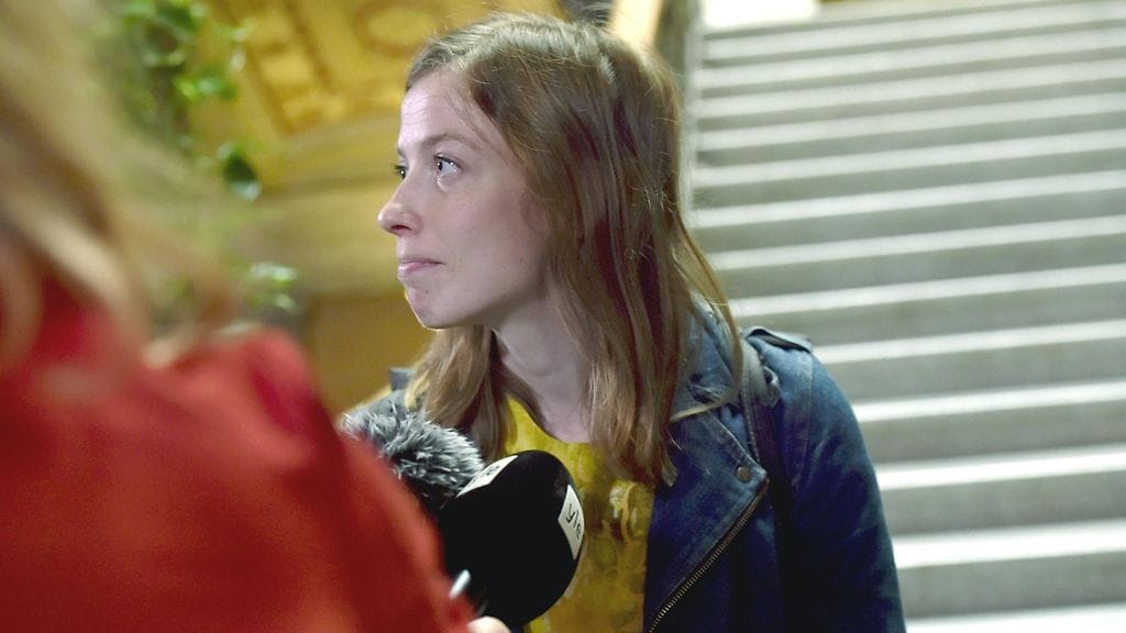 Vasemmistoliiton puheenjohtaja Li Andersson hallitusneuvotteluissa Säätytalolla Helsingissä 20. toukokuuta 2019.