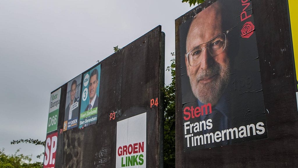 Entisen hollantilaisen EU-komissaari Frans Timmermansin vaalimainos vuoden 2019 eurovaaleissa.