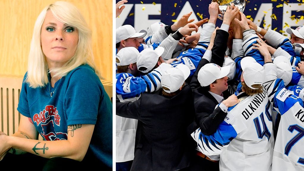 The Sounds -yhtyeen laulaja Maja Ivarsson hehkuttaa Suomen maailmanmestaruutta.