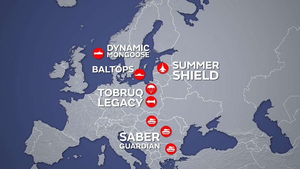 Naton sotaharjoitukset kartta