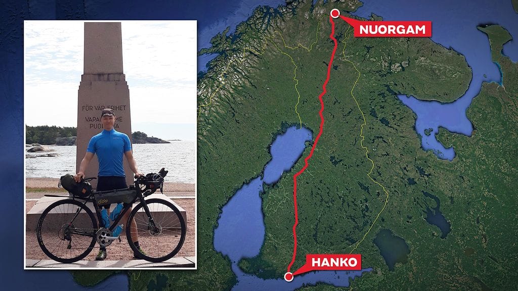 Samuli Mäkinen yllätti myös itsensä pyöräilemällä nopeammin kohteeseen kuin oli aiemmin ajatellut.