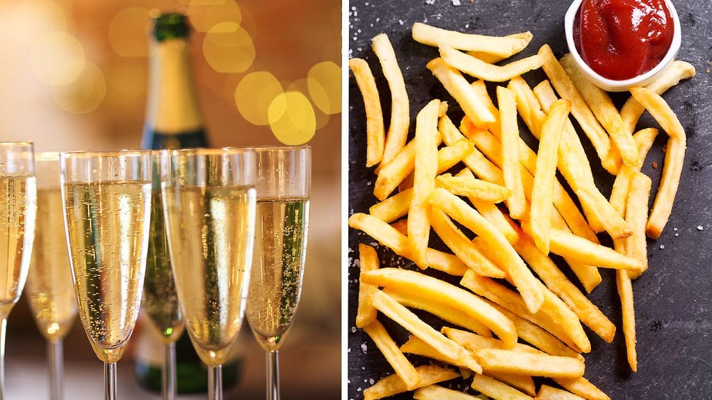 Testaa ihmeessä! Samppanja ja ranskikset ovat ilmeisesti loistava makupari.