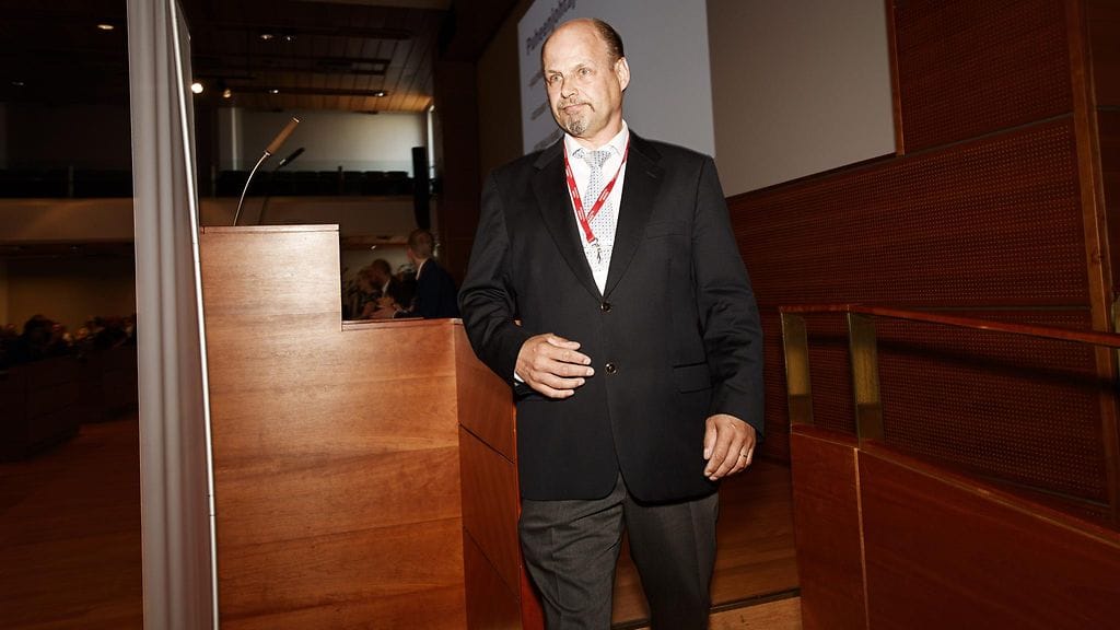 Kari Kulmala Sinisen tulevaisuuden puoluekokouksessa Espoossa tänään.