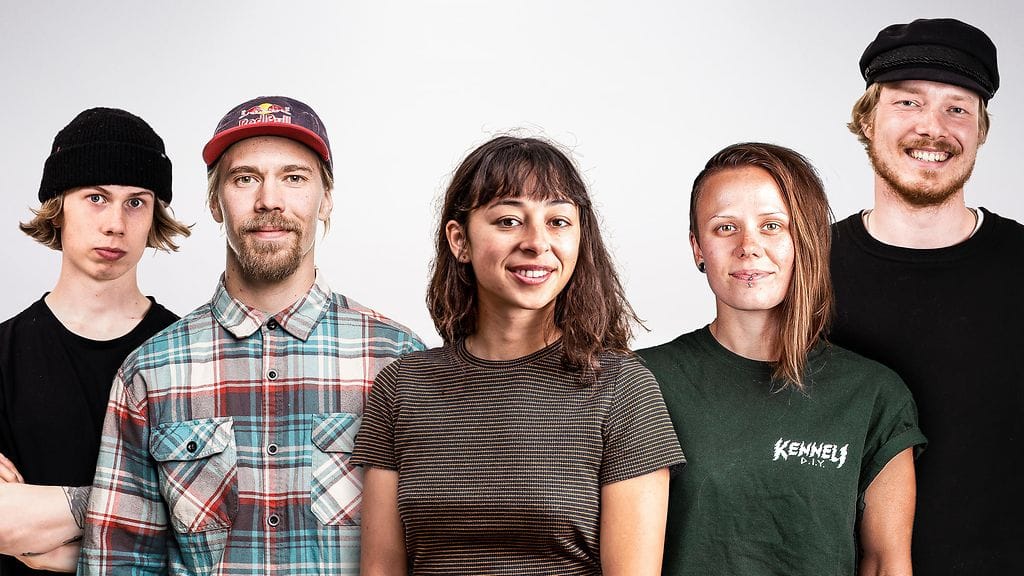 Joel Ahola, Roope Tonteri, Lizzie Armanto, Heini Luotola ja Taneli Eriksson lautailevat olympiakarsinnoissa.