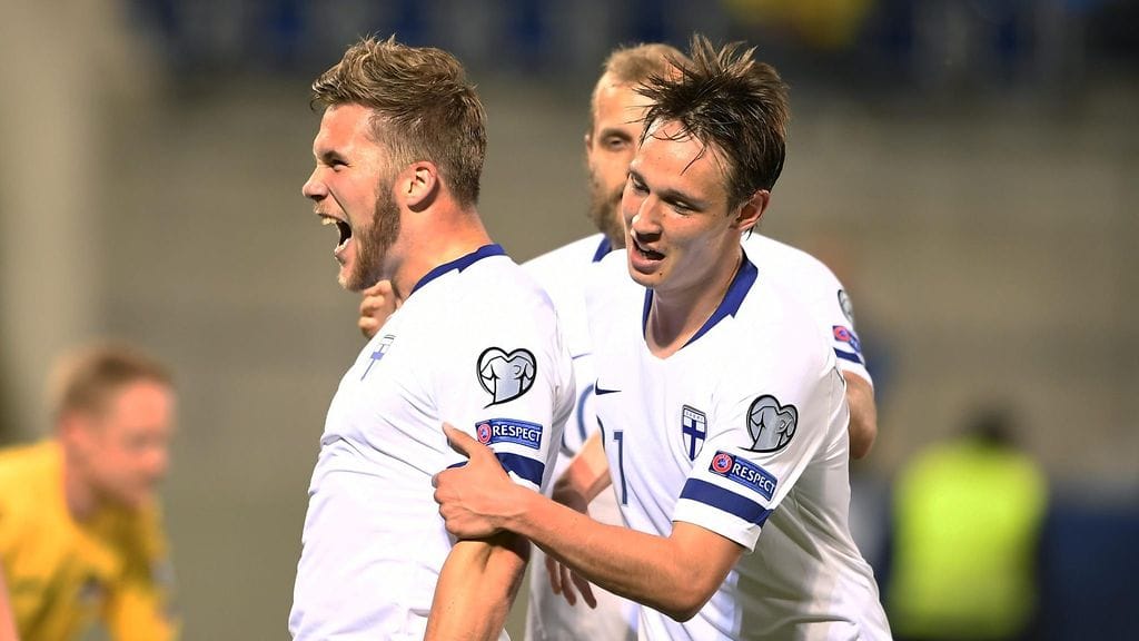 Benjamin Källman onnistui ensimmäistä kertaa maalinteossa Huuhkajien paidassa.