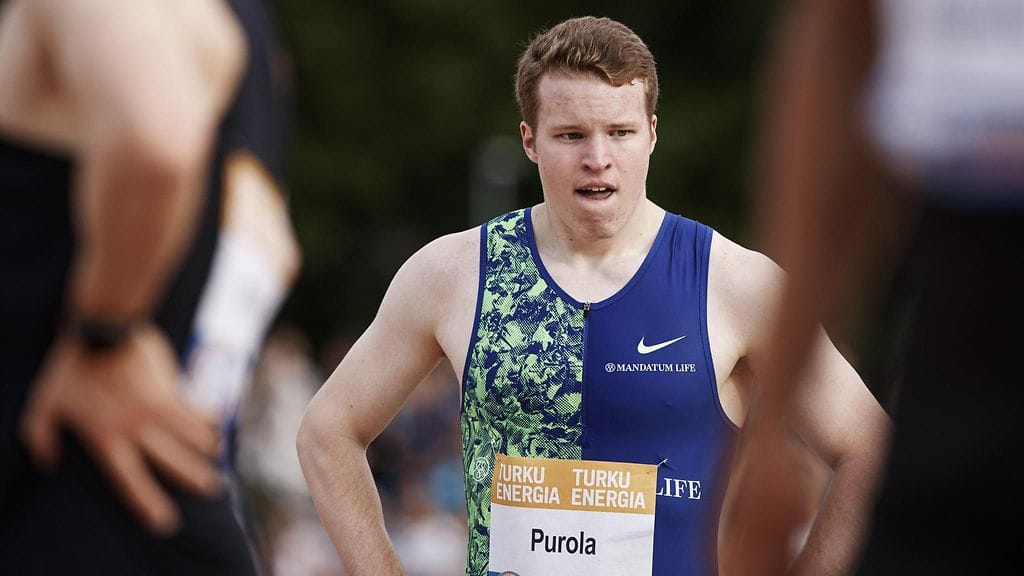 Samuel Purola juoksi Paavo Nurmi Gamesissa alkuerissä kauden kotimaisen kärkituloksen 10,43.