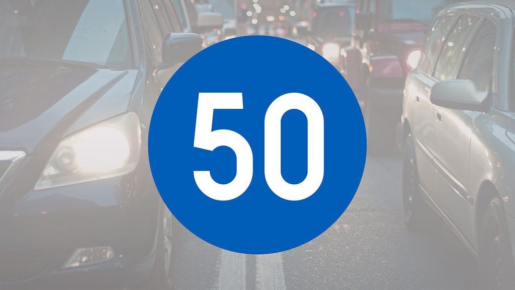Alin sallittu nopeus 50 km