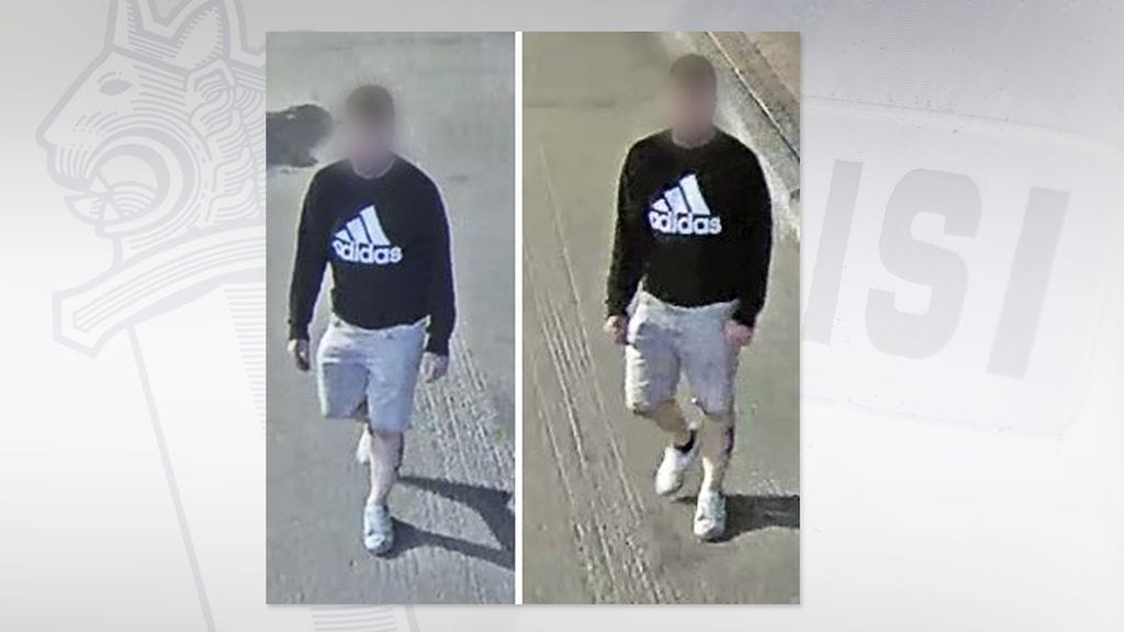 Poliisi etsi rikoksesta epäiltyä oheisen kuvan avulla. Epäillyn kasvot peitetty jälkikäteen.