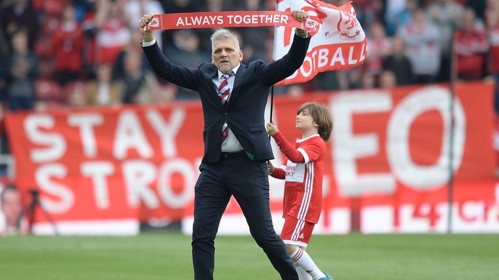 Leo Percovich kiitti Middlesbroughin faneja saamastaan tuesta.