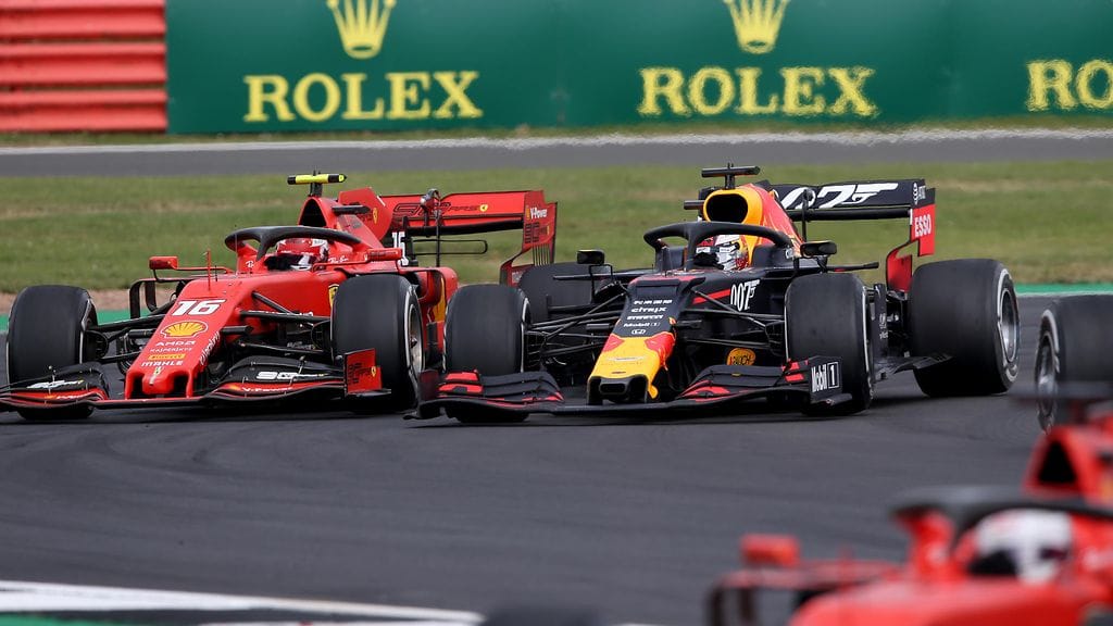 Sebastian Vettel ja Max Verstappen taistelivat kovaa myös Britanniassa.