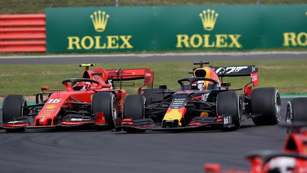 Ferrarin Charles Leclerc ja Red Bullin Max Verstappen kävivät hurjaa taistelua Britannian GP:ssä.