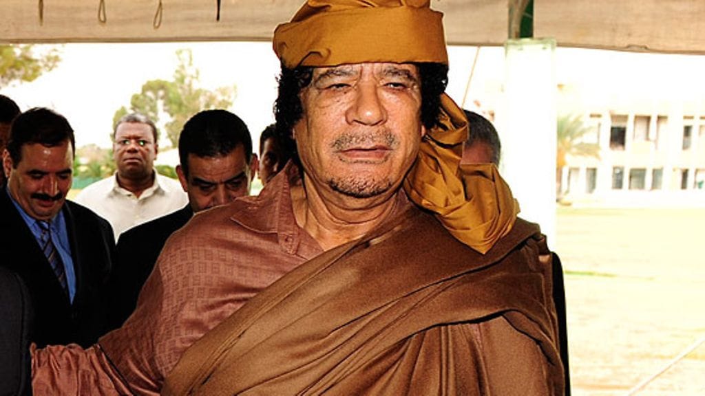 Libyan johtaja Muammar Gaddafi.