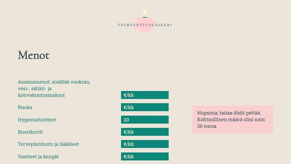 toimeentulotuki, opintotukilaskuri