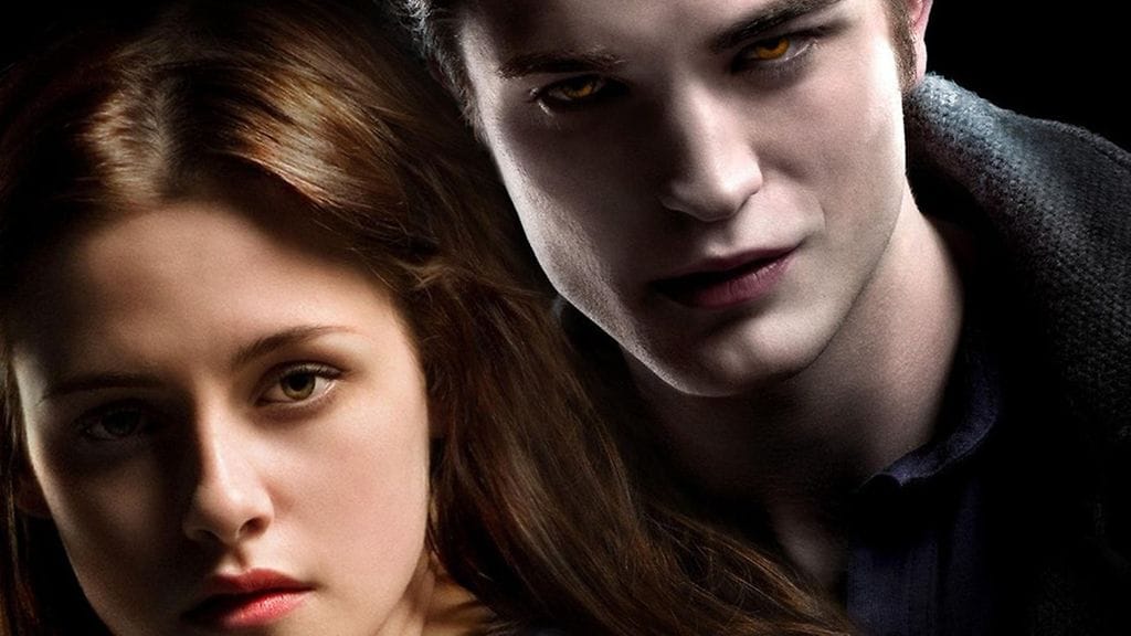 Kristen Stewart ja Robert Pattinson Twilight-elokuvan julisteessa.