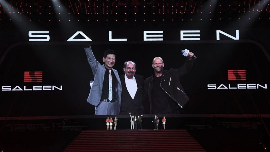 Saleenin Pekingissä järjestettyä julkistustapahtumaa tähditti näyttelijä Jason Statham (oikealla).