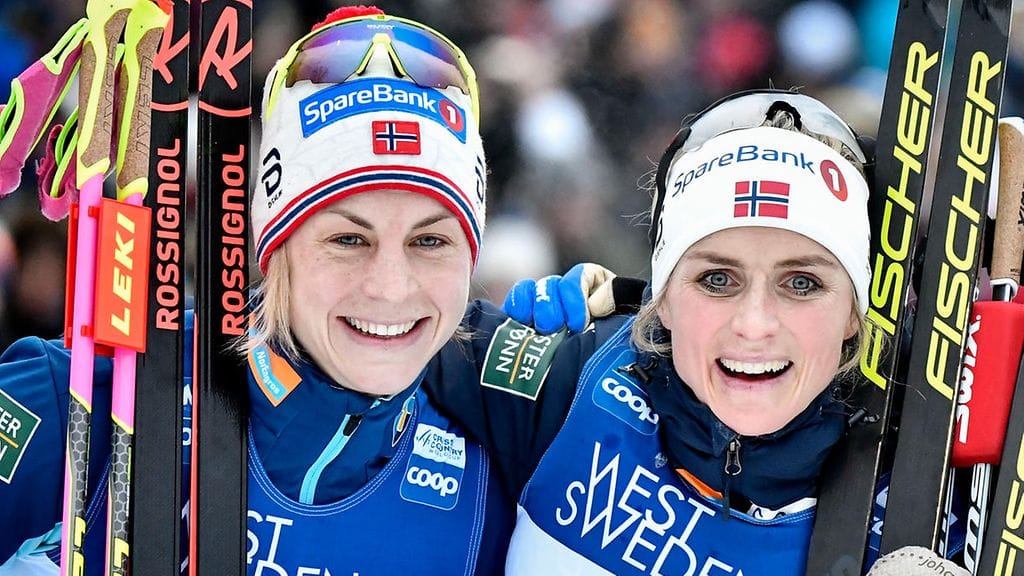 Astrid Uhrenholdt Jacobsen ja Therese Johaug ovat mukana yleisurheilun Norjan mestaruuskilpailuissa.