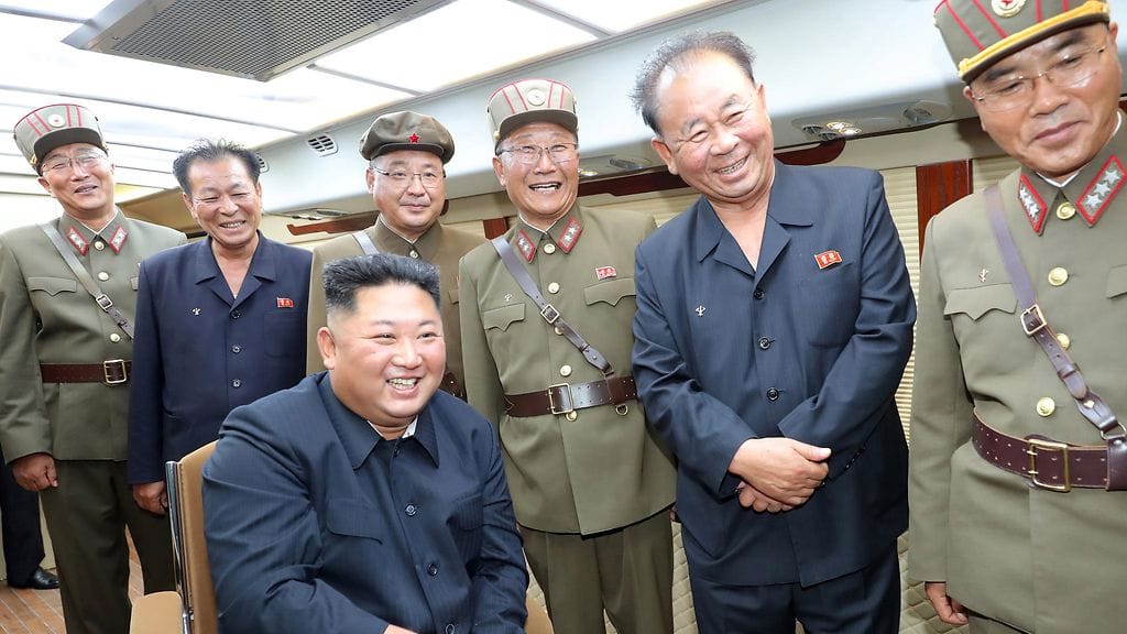 Pohjois-Korean valtiollisen median KCNA:n julkaisema kuva tuoreista asekokeista.