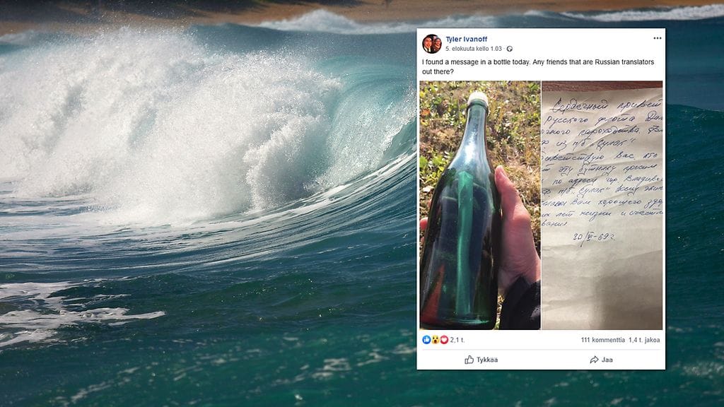Facebook-julkaisu löydetystä pullopostista keräsi paljon huomiota.