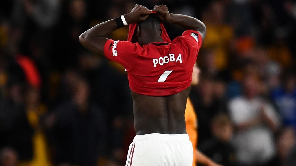 Paul Pogba epäonnistui rangaistuspotkusta 1-1-tasapelissä Wolverhamptonia vastaan.