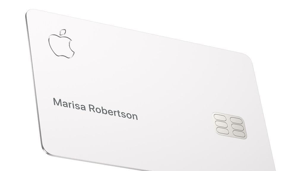 Valkoinen Apple Card on valmistettu titaanista.
