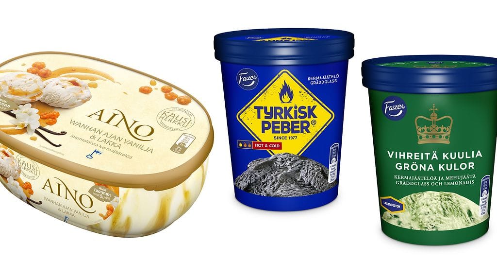 Syksyn jäätelöuutuuksiin lukeutuvat muun muassa lakan ystäville sopiva Aino, Tyrkisk Peber -jäätelö sekä Vihreitä kuulia -jäätelö.