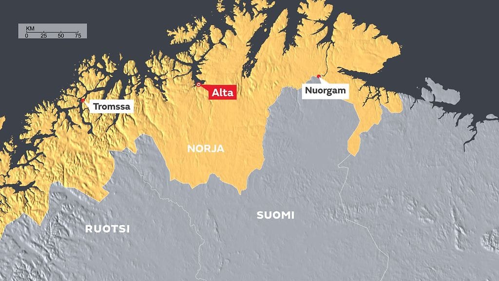 Onnettomuus tapahtui Altassa, Pohjois-Norjassa.