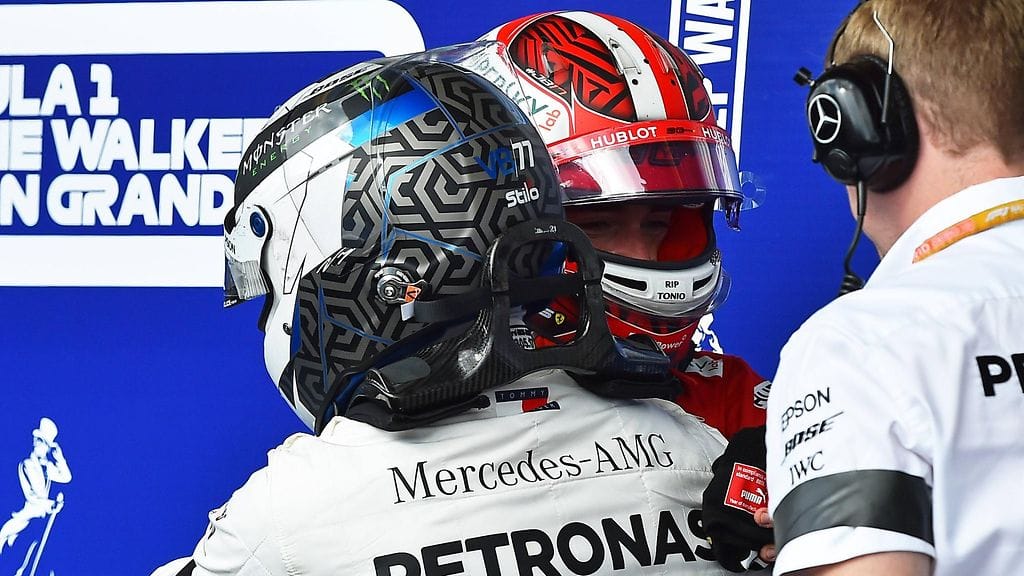 Valtteri Bottas onnitteli Charles Leclercia voitosta Belgiassa.