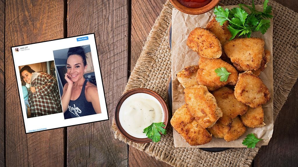 Kathryn luopui pikaruoasta ja aloitti saliharjoittelun. Kuvakaappaus Kathryn Mulkernin Instagramista.