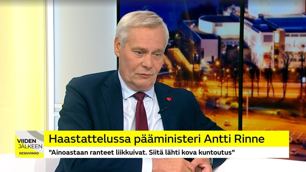 Pääministeri Antti Rinne oli vieraana Viiden jälkeen -ohjelmassa keskiviikkona.