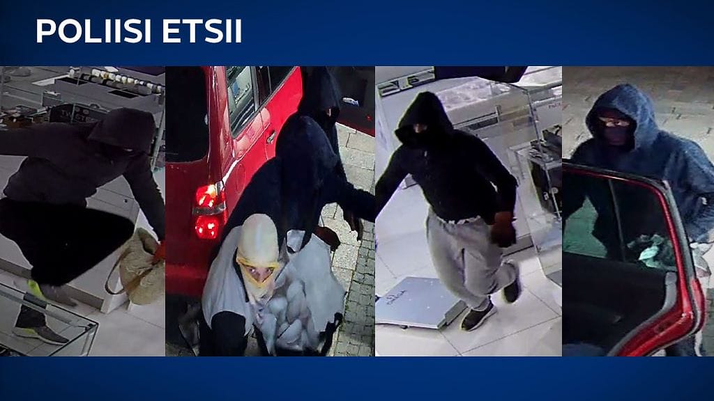 Poliisi pyytää havaintoja Lappeenrannan kultasepänliikkeen murrosta epäillyistä.