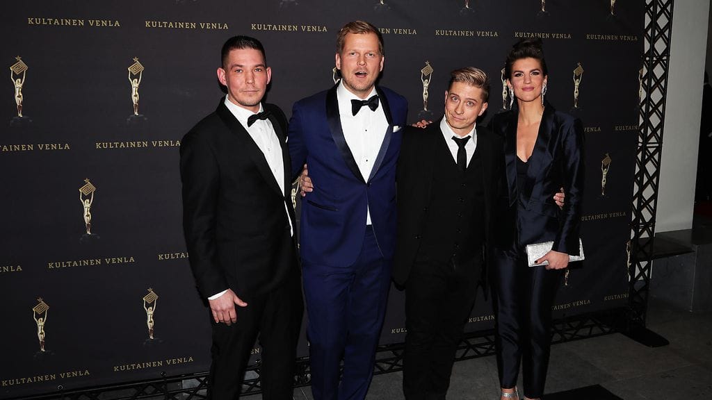 Jalmari Helander, Antti Luusuaniemi, Kari Ketonen ja Maria Ylipää Kultainen Venla -gaalassa