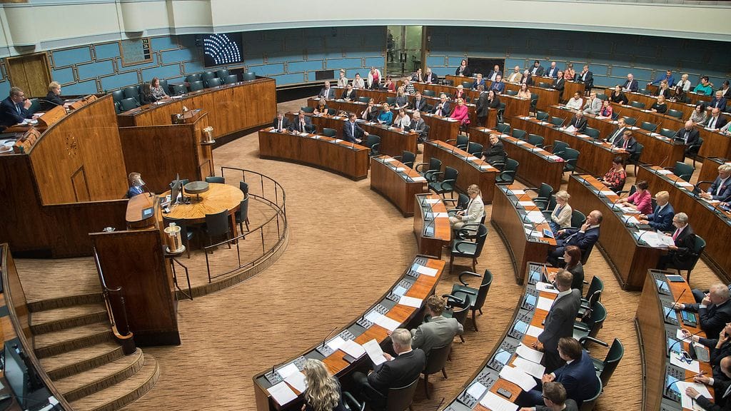 Eduskuntasali 4. syyskuuta.