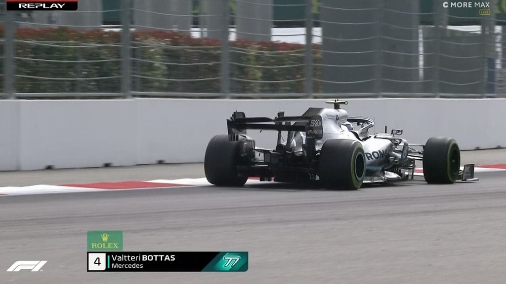 Valtteri Bottaksen takasiivessä oli outo vika Venäjän GP:n 1. harjoituksissa.