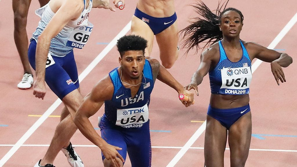 Yhdysvaltojen joukkue juoksi ennätysajan Dohassa lauantaina.