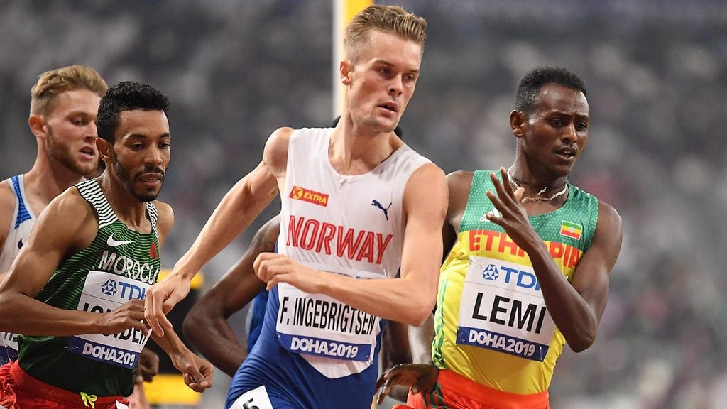 Filip Ingebrigtseniä uhkaa hylkäys Etiopian Teddese Lemin tönimisestä.