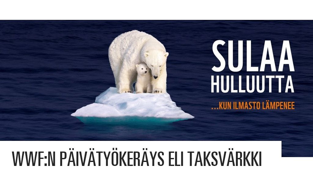 Tämä WWF:n mainoskuva sai osakseen kritiikkiä, sillä todellisuudessa siinä näkyvät jääkarhut on kuvattu laajalla jäätiköllä.