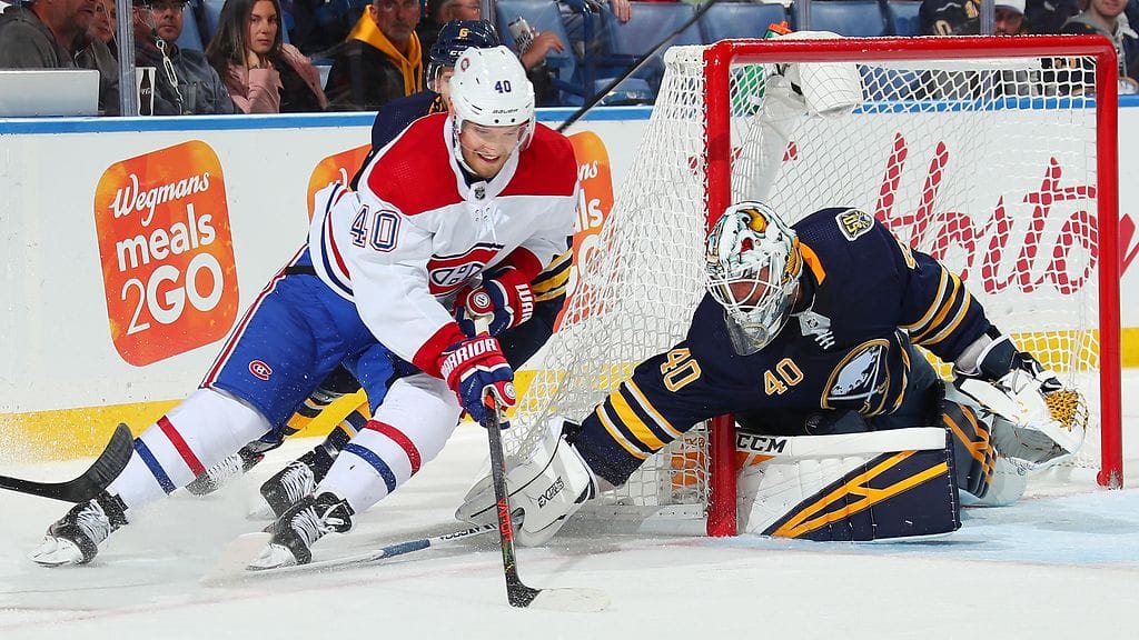 Montreal Canadiensin Joel Armia ajoi väkevästi Buffalo Sabresin maalille.