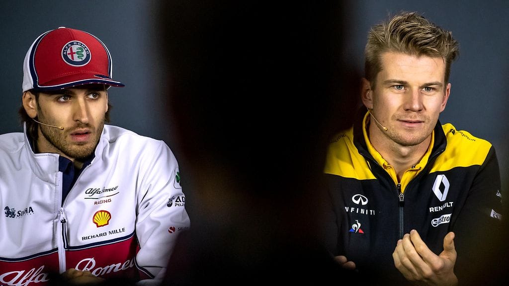 Antonio Giovinazzin ainoa kilpailija Alfa Romeon tallipaikasta on Renault'lta lähtevä Nico Hülkenberg.