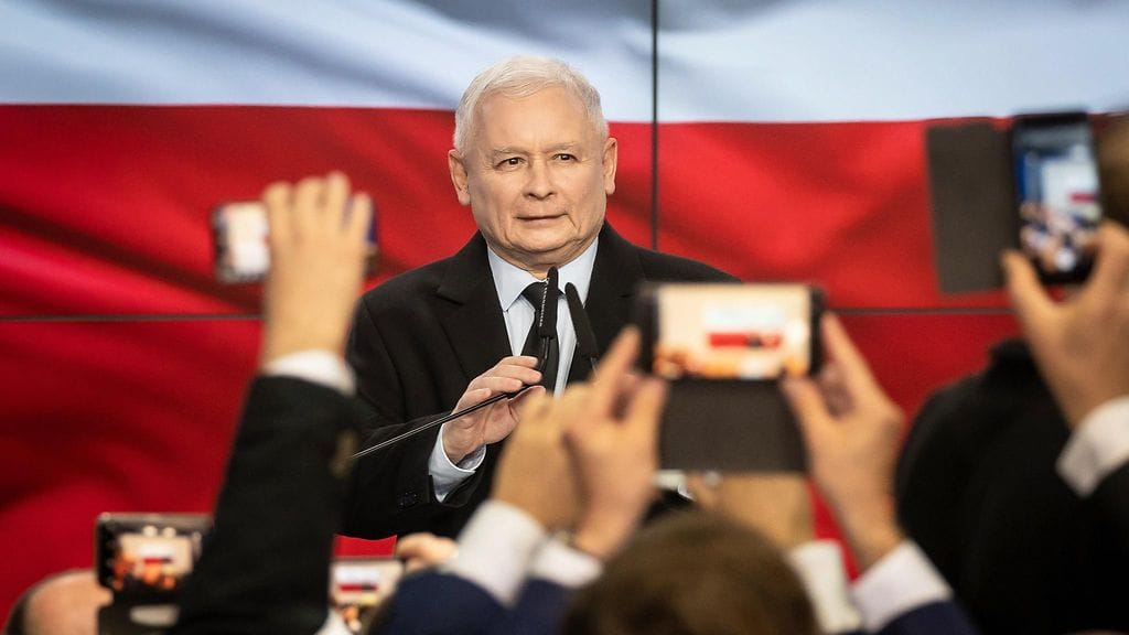 Laki ja oikeus -puolueen johtaja Jaroslaw Kaczynski.