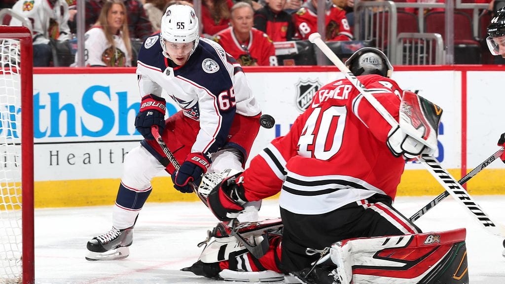 Markus Nutivaara onnistui maalinteossa Chicago Blackhawksia vastaan.