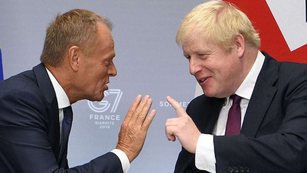 Donald Tusk ja Boris Johnson elokuu 2019