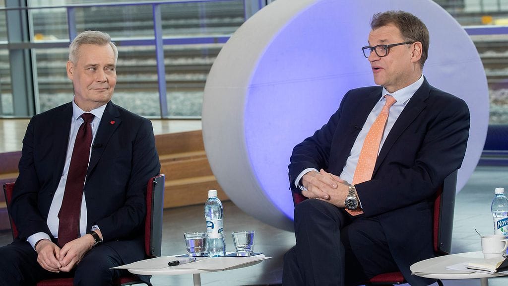 Antti Rinne ja Juha Sipilä Alma Median vaalipaneelissa Alma-talo, Helsinki, huhtikuu 2019