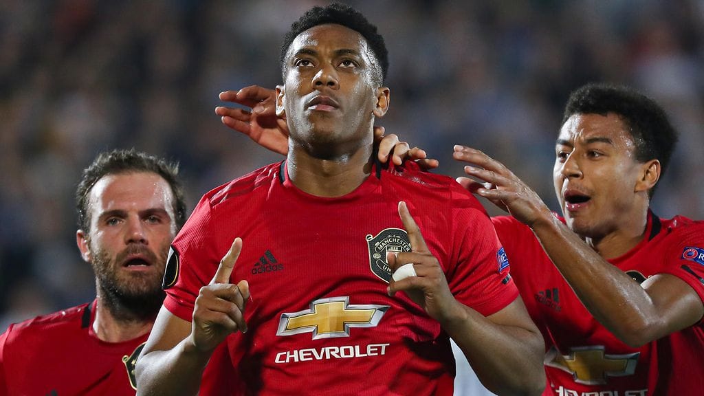 Anthony Martial ampui rangaistuspotkusta Manchester Unitedin ainoan maalin Partizania vastaan.