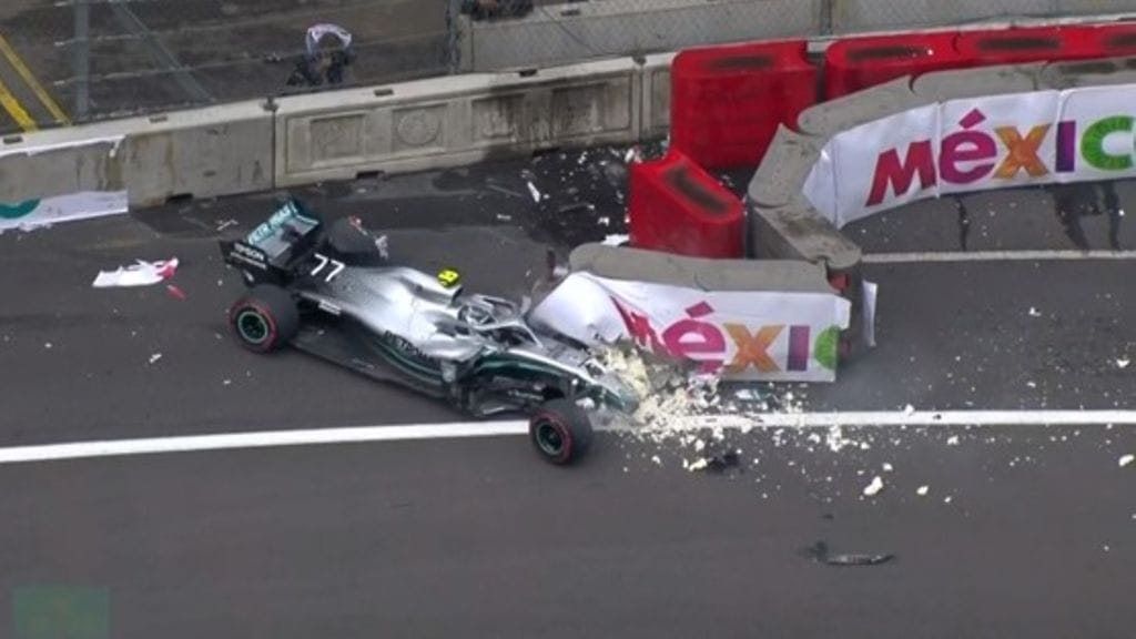 Valtteri Bottaksen aika-ajot päättyivät rajuun ulosajoon Meksikossa.